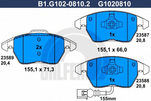 GALFER B1.G102-0810.2 Тормозные колодки для AUDI TT (Ауди Тт) GALFER B1.G102-0810.2 Тормозные колодки для AUDI TT (Ауди Тт)