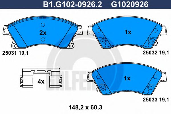 GALFER B1.G102-0926.2 Тормозные колодки для OPEL (Опель) GALFER B1.G102-0926.2 Тормозные колодки для OPEL (Опель)