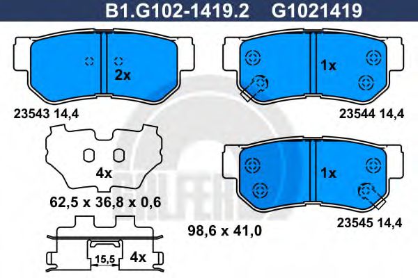 GALFER B1.G102-1419.2 Тормозные колодки для HYUNDAI GRANDEUR (Хендай Грандэур) GALFER B1.G102-1419.2 Тормозные колодки для HYUNDAI GRANDEUR (Хендай Грандэур)