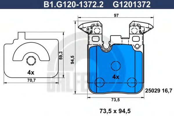 GALFER B1.G120-1372.2 Тормозные колодки для BMW (Бмв) GALFER B1.G120-1372.2 Тормозные колодки для BMW (Бмв)