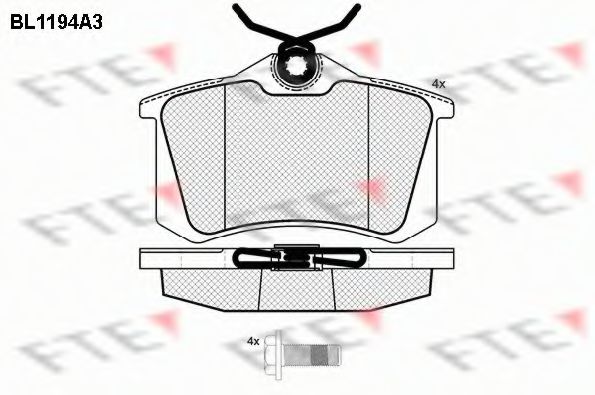 FTE BL1194A3 Тормозные колодки для VOLKSWAGEN (Фольксваген) FTE BL1194A3 Тормозные колодки для VOLKSWAGEN (Фольксваген)