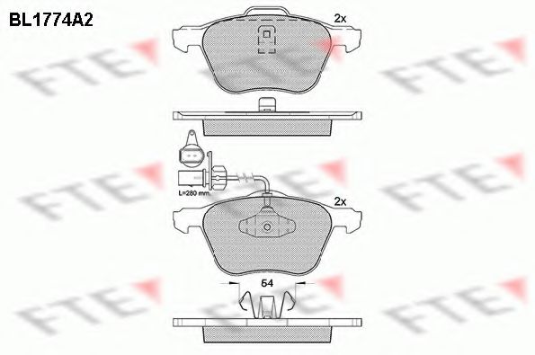FTE BL1774A2 Тормозные колодки для VOLKSWAGEN T4 CARAVELLE (Фольксваген Т4 cараvэллэ) FTE BL1774A2 Тормозные колодки для VOLKSWAGEN T4 CARAVELLE (Фольксваген Т4 cараvэллэ)