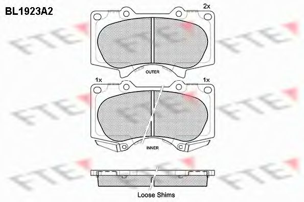 FTE BL1923A2 Тормозные колодки для TOYOTA (FAW) PRADO (Тойота/тоета (фав) Прадо) FTE BL1923A2 Тормозные колодки для TOYOTA (FAW) PRADO (Тойота/тоета (фав) Прадо)