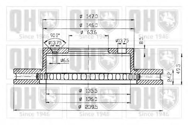 QUINTON HAZELL BDC3236 Тормозной диск для FORD ORION II (Форд Орион 2) QUINTON HAZELL BDC3236 Тормозной диск для FORD ORION II (Форд Орион 2)