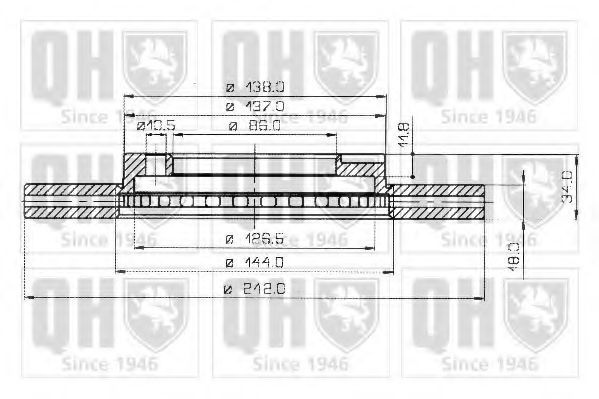 QUINTON HAZELL BDC3599 Тормозной диск для MITSUBISHI GALANT III (Митсубиши/митсубиси Галант 3) QUINTON HAZELL BDC3599 Тормозной диск для MITSUBISHI GALANT III (Митсубиши/митсубиси Галант 3)