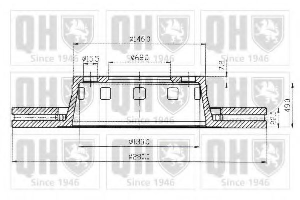 QUINTON HAZELL BDC3933 Тормозной диск для AUDI 90 (Ауди 90) QUINTON HAZELL BDC3933 Тормозной диск для AUDI 90 (Ауди 90)