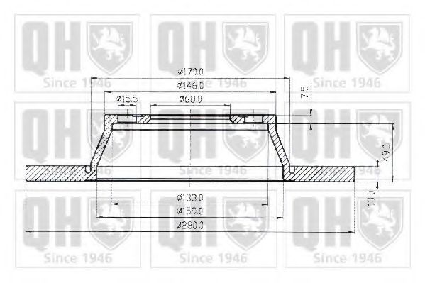 QUINTON HAZELL BDC3934 Тормозной диск для AUDI 90 (Ауди 90) QUINTON HAZELL BDC3934 Тормозной диск для AUDI 90 (Ауди 90)