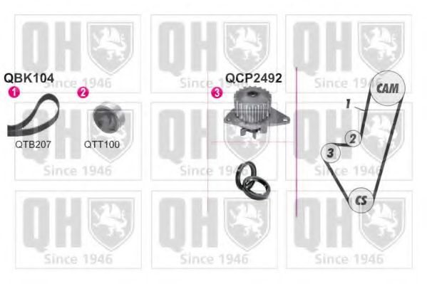 QUINTON HAZELL QBPK1040 Комплект ремня ГРМ для PEUGEOT 206 (Пежо 206) QUINTON HAZELL QBPK1040 Комплект ремня ГРМ для PEUGEOT 206 (Пежо 206)