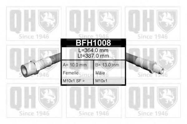 QUINTON HAZELL BFH1008 Тормозной шланг для AUDI 100 (Ауди 100) QUINTON HAZELL BFH1008 Тормозной шланг для AUDI 100 (Ауди 100)