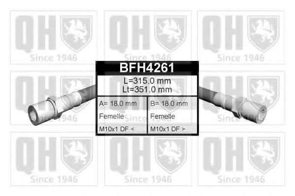 QUINTON HAZELL BFH4261 Тормозной шланг для FORD FIESTA (Форд Фиэста) QUINTON HAZELL BFH4261 Тормозной шланг для FORD FIESTA (Форд Фиэста)