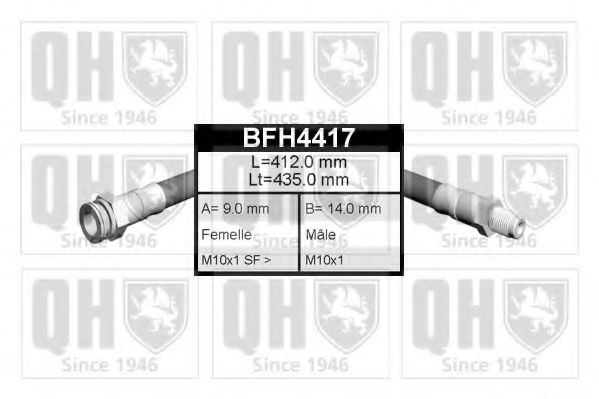 QUINTON HAZELL BFH4417 Тормозной шланг для FIAT (Фиат) QUINTON HAZELL BFH4417 Тормозной шланг для FIAT (Фиат)