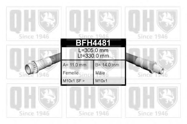 QUINTON HAZELL BFH4481 Тормозной шланг для RENAULT SAFRANE (Рено Сафранэ) QUINTON HAZELL BFH4481 Тормозной шланг для RENAULT SAFRANE (Рено Сафранэ)