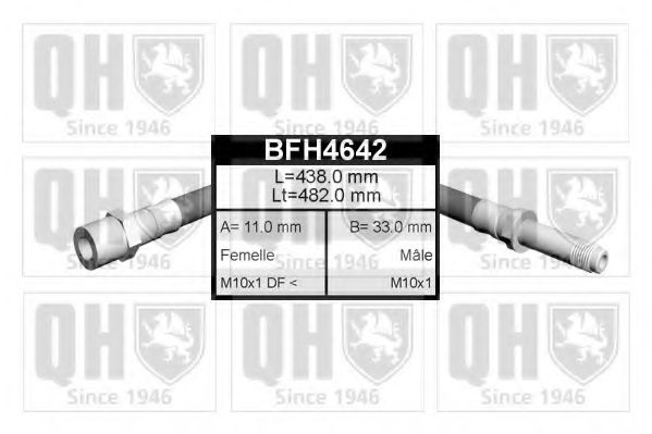 QUINTON HAZELL BFH4642 Тормозной шланг для VOLKSWAGEN CADDY II (Фольксваген Кадди 2) QUINTON HAZELL BFH4642 Тормозной шланг для VOLKSWAGEN CADDY II (Фольксваген Кадди 2)