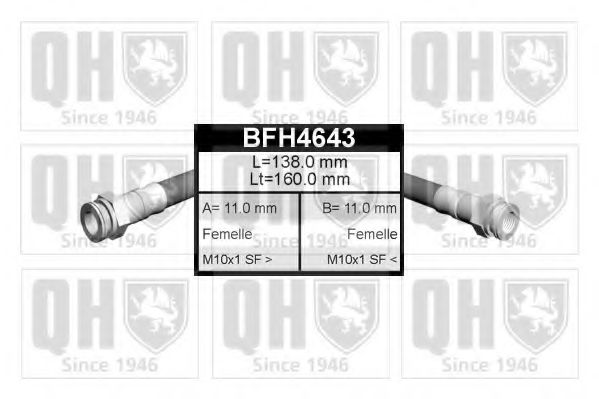 QUINTON HAZELL BFH4643 Тормозной шланг для SEAT CORDOBA (Сеат Кордоба) QUINTON HAZELL BFH4643 Тормозной шланг для SEAT CORDOBA (Сеат Кордоба)