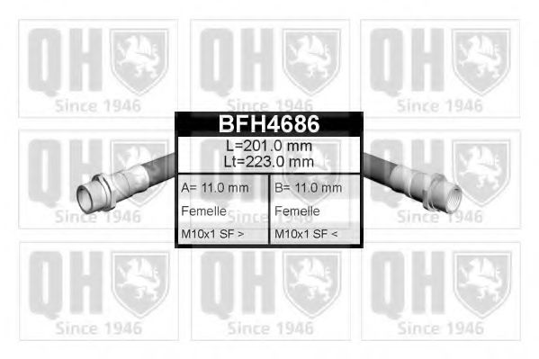 QUINTON HAZELL BFH4686 Тормозной шланг для AUDI 90 (Ауди 90) QUINTON HAZELL BFH4686 Тормозной шланг для AUDI 90 (Ауди 90)