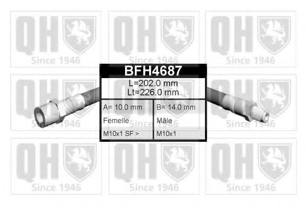 QUINTON HAZELL BFH4687 Тормозной шланг для AUDI 90 (Ауди 90) QUINTON HAZELL BFH4687 Тормозной шланг для AUDI 90 (Ауди 90)