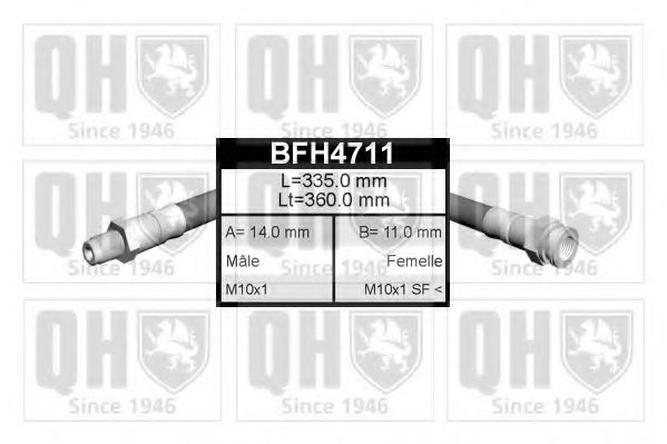 QUINTON HAZELL BFH4711 Тормозной шланг для CITROËN JUMPER (CитроËн Жумпэр) QUINTON HAZELL BFH4711 Тормозной шланг для CITROËN JUMPER (CитроËн Жумпэр)