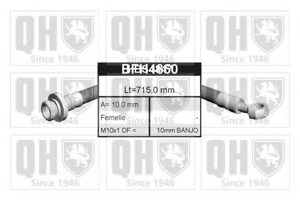 QUINTON HAZELL BFH4850 Тормозной шланг для NISSAN PRIMERA (Ниссан Примера) QUINTON HAZELL BFH4850 Тормозной шланг для NISSAN PRIMERA (Ниссан Примера)