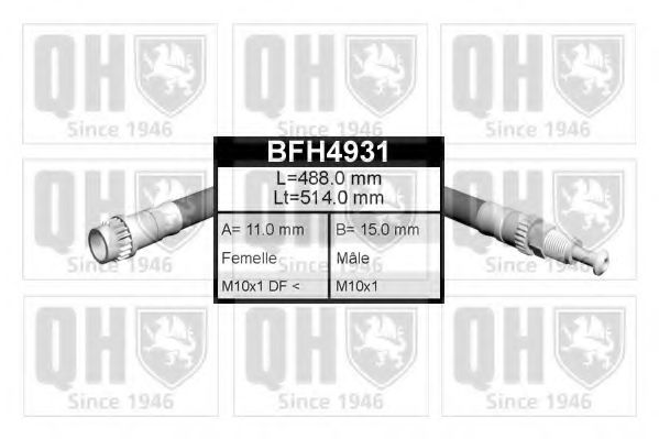 QUINTON HAZELL BFH4931 Тормозной шланг для CITROËN EVASION (CитроËн Эвазион) QUINTON HAZELL BFH4931 Тормозной шланг для CITROËN EVASION (CитроËн Эвазион)