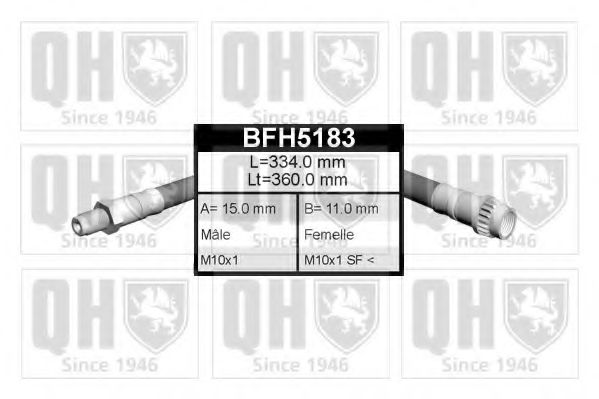 QUINTON HAZELL BFH5183 Тормозной шланг для RENAULT KANGOO RAPID (Рено Кангу рапид) QUINTON HAZELL BFH5183 Тормозной шланг для RENAULT KANGOO RAPID (Рено Кангу рапид)