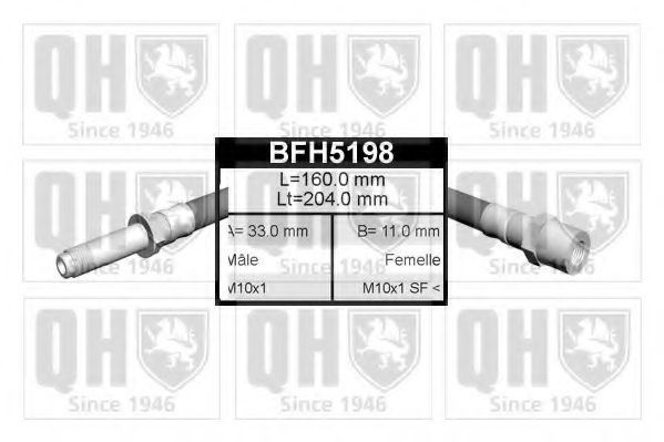 QUINTON HAZELL BFH5198 Тормозной шланг для SEAT ALHAMBRA (Сеат Альхамбра) QUINTON HAZELL BFH5198 Тормозной шланг для SEAT ALHAMBRA (Сеат Альхамбра)