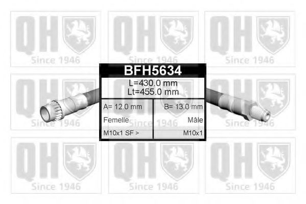 QUINTON HAZELL BFH5634 Тормозной шланг для RENAULT MEGANE II ER (Рено Меган 2 ер) QUINTON HAZELL BFH5634 Тормозной шланг для RENAULT MEGANE II ER (Рено Меган 2 ер)