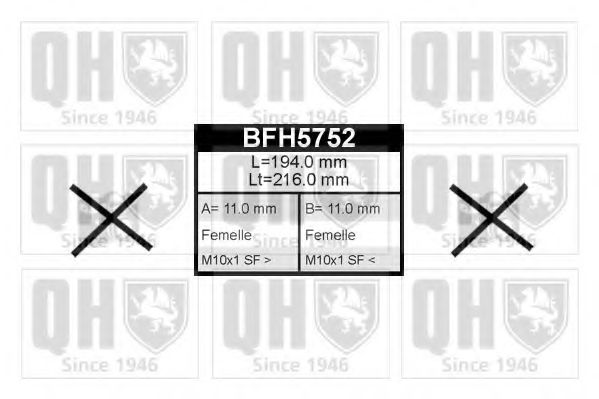QUINTON HAZELL BFH5752 Тормозной шланг для PEUGEOT 207 (Пежо 207) QUINTON HAZELL BFH5752 Тормозной шланг для PEUGEOT 207 (Пежо 207)