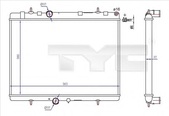 TYC 726-0020-R Радиатор, охлаждение двигателя для PEUGEOT 407 (Пежо 407) TYC 726-0020-R Радиатор, охлаждение двигателя для PEUGEOT 407 (Пежо 407)