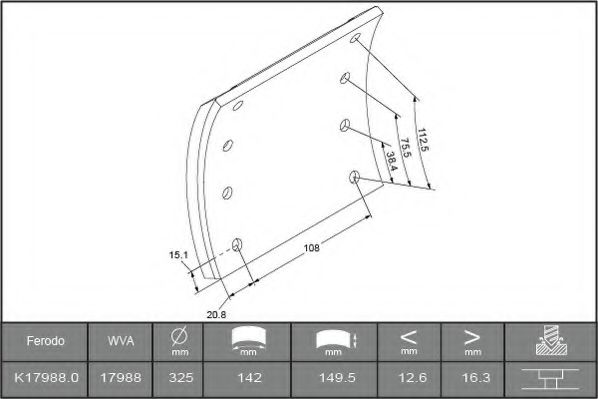 FERODO K17988.0-F3661 Комплект тормозных башмаков, барабанные тормоза для MAN L 2000 (Ман Л 2000) FERODO K17988.0-F3661 Комплект тормозных башмаков, барабанные тормоза для MAN L 2000 (Ман Л 2000)