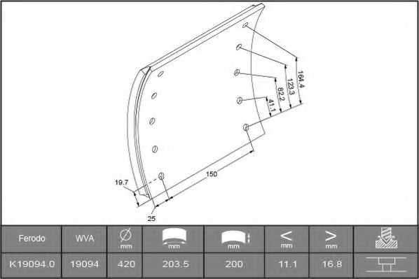 FERODO K19094.0-F3744 Комплект тормозных башмаков, барабанные тормоза 