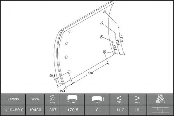 FERODO K19480.0-F3658 Комплект тормозных башмаков, барабанные тормоза 