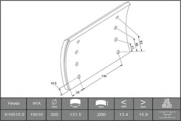 FERODO K19515.0-F3658 Комплект тормозных башмаков, барабанные тормоза 