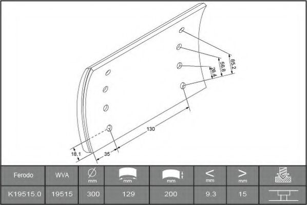 FERODO K19515.0-F3662 Комплект тормозных башмаков, барабанные тормоза 