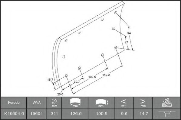 FERODO K19604.0-F3658 Комплект тормозных башмаков, барабанные тормоза 
