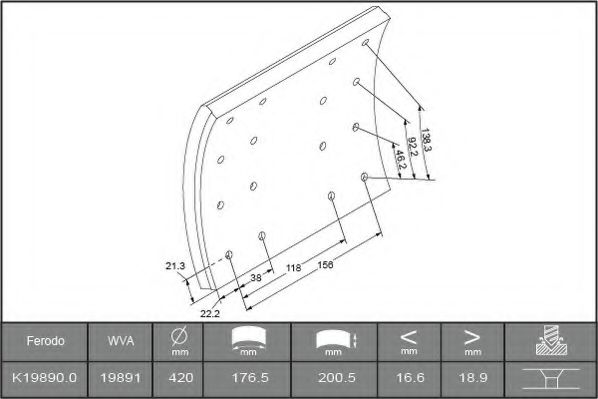 FERODO K19890.0-F3658 Комплект тормозных башмаков, барабанные тормоза 