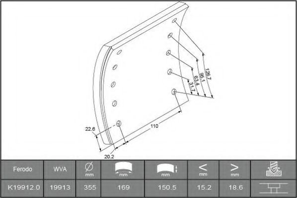 FERODO K19912.0-F3504 Комплект тормозных башмаков, барабанные тормоза 