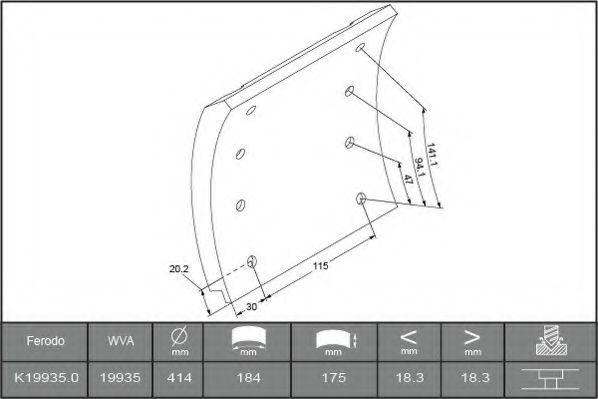 FERODO K19935.0-F3537 Комплект тормозных башмаков, барабанные тормоза для RENAULT TRUCKS MANAGER (Рено трак Манагэр) FERODO K19935.0-F3537 Комплект тормозных башмаков, барабанные тормоза для RENAULT TRUCKS MANAGER (Рено трак Манагэр)