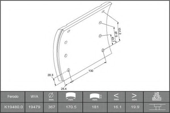 FERODO K19480.0TC Комплект тормозных башмаков, барабанные тормоза 