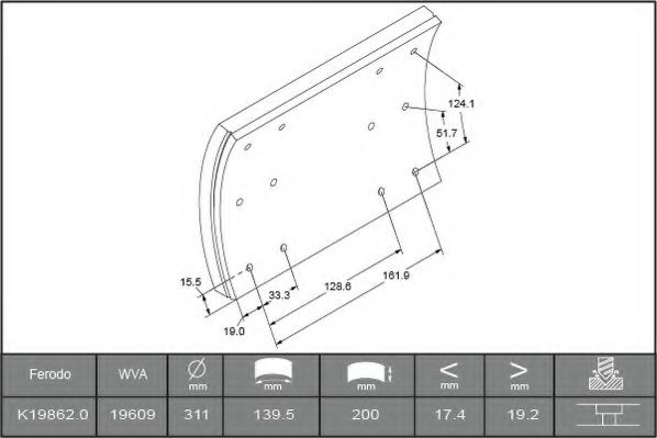 FERODO K19862.0TG Комплект тормозных башмаков, барабанные тормоза 