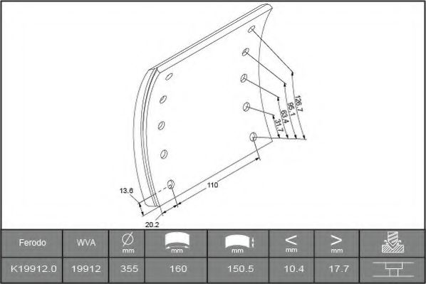 FERODO K19912.0TG Комплект тормозных башмаков, барабанные тормоза 