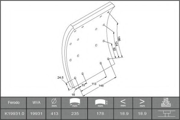 FERODO K19931.0TG Комплект тормозных башмаков, барабанные тормоза для SCANIA 3 (Сканиа 3) FERODO K19931.0TG Комплект тормозных башмаков, барабанные тормоза для SCANIA 3 (Сканиа 3)