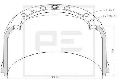 PE Automotive 016.523-00A Тормозной барабан 