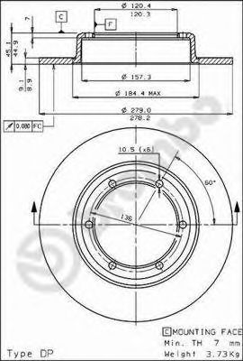 BREMBO 08.3030.10 Тормозной диск для FIAT (Фиат) BREMBO 08.3030.10 Тормозной диск для FIAT (Фиат)