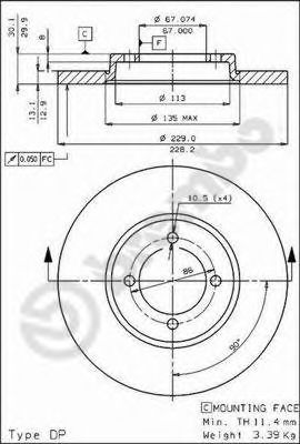 BREMBO 08.3774.10 Тормозной диск для MITSUBISHI SAPPORO (Митсубиши/митсубиси Саппоро) BREMBO 08.3774.10 Тормозной диск для MITSUBISHI SAPPORO (Митсубиши/митсубиси Саппоро)