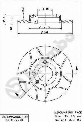 BREMBO 08.4177.75 Тормозной диск для AUDI 80 (Ауди 80) BREMBO 08.4177.75 Тормозной диск для AUDI 80 (Ауди 80)