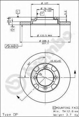 BREMBO 08.5356.10 Тормозной диск для MAZDA 626 II (Мазда 626 2) BREMBO 08.5356.10 Тормозной диск для MAZDA 626 II (Мазда 626 2)