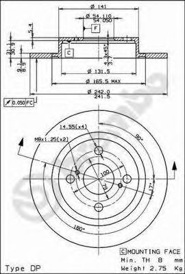 BREMBO 08.9180.10 Тормозной диск для TOYOTA COROLLA FX (Тойота/тоета Cоролла инфинити фх) BREMBO 08.9180.10 Тормозной диск для TOYOTA COROLLA FX (Тойота/тоета Cоролла инфинити фх)
