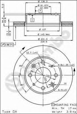 BREMBO 09.3104.10 Тормозной диск для HONDA PRELUDE III (Хонда Прэлудэ 3) BREMBO 09.3104.10 Тормозной диск для HONDA PRELUDE III (Хонда Прэлудэ 3)