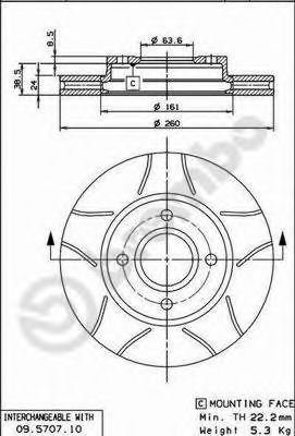 BREMBO 09.5707.75 Тормозной диск для FORD MONDEO (Форд Мондэо) BREMBO 09.5707.75 Тормозной диск для FORD MONDEO (Форд Мондэо)