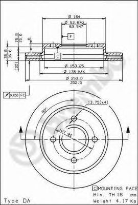 BREMBO 09.5708.75 Тормозной диск для FORD MONDEO (Форд Мондэо) BREMBO 09.5708.75 Тормозной диск для FORD MONDEO (Форд Мондэо)